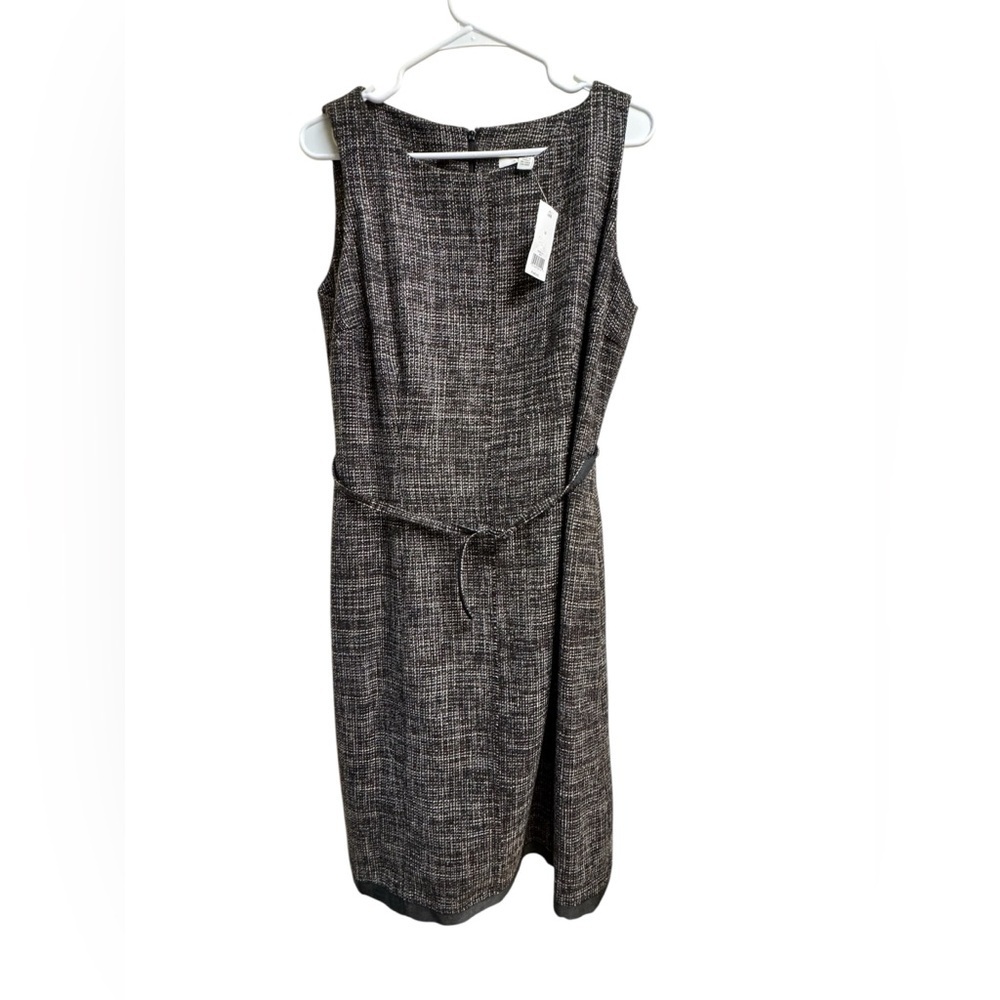 Allegory Size 12 Tweed Sheath Dress NWT $148 Wool Blend Black Gray Career